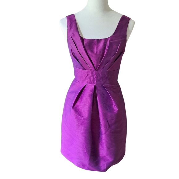 Formal Pleated Classic Magenta Bridesmaid Wedding Dress - Picture 1 of 7
